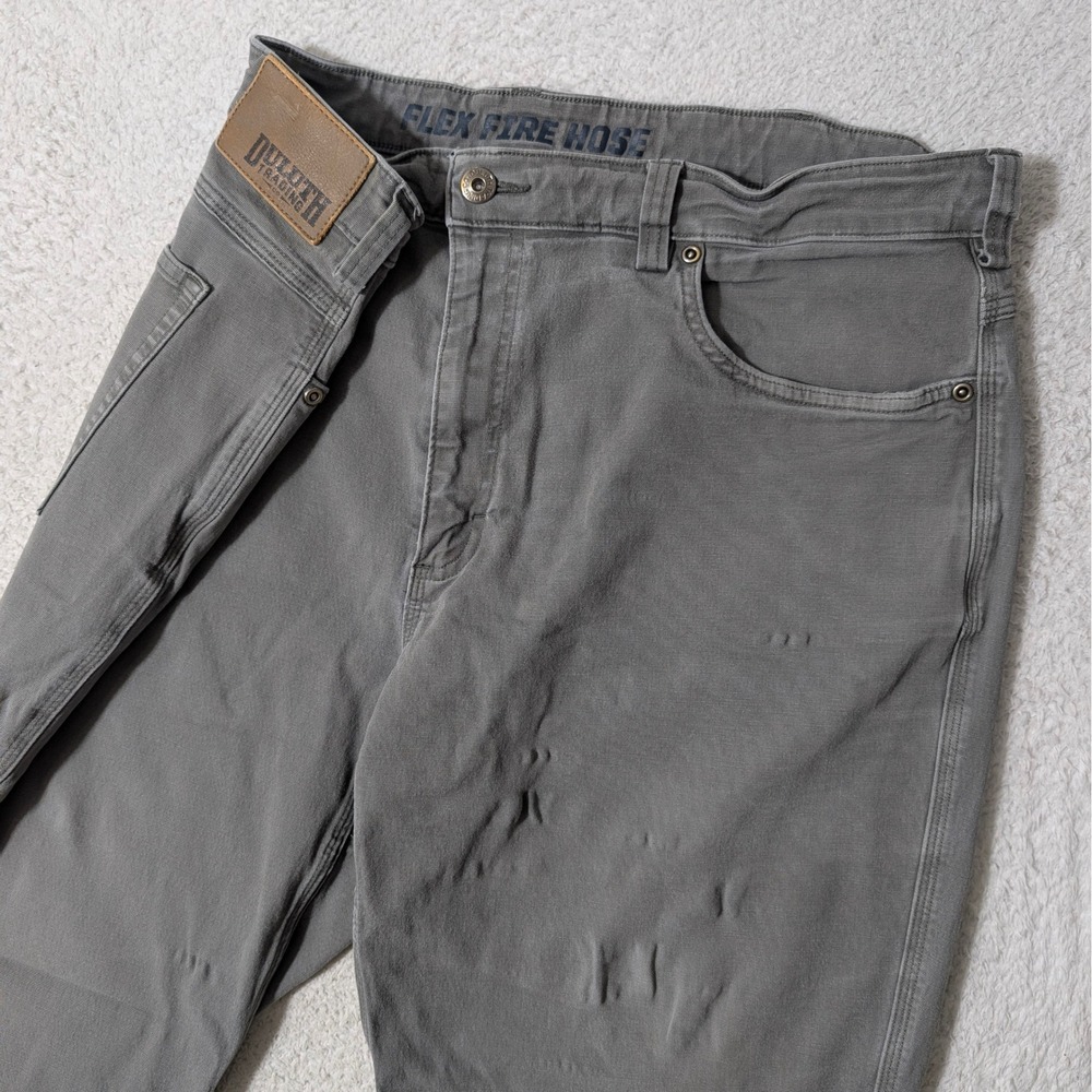 Duluth Trading Co Pants Mens 40/32 Grey Flex Fire Hose Stretch Standard Fit